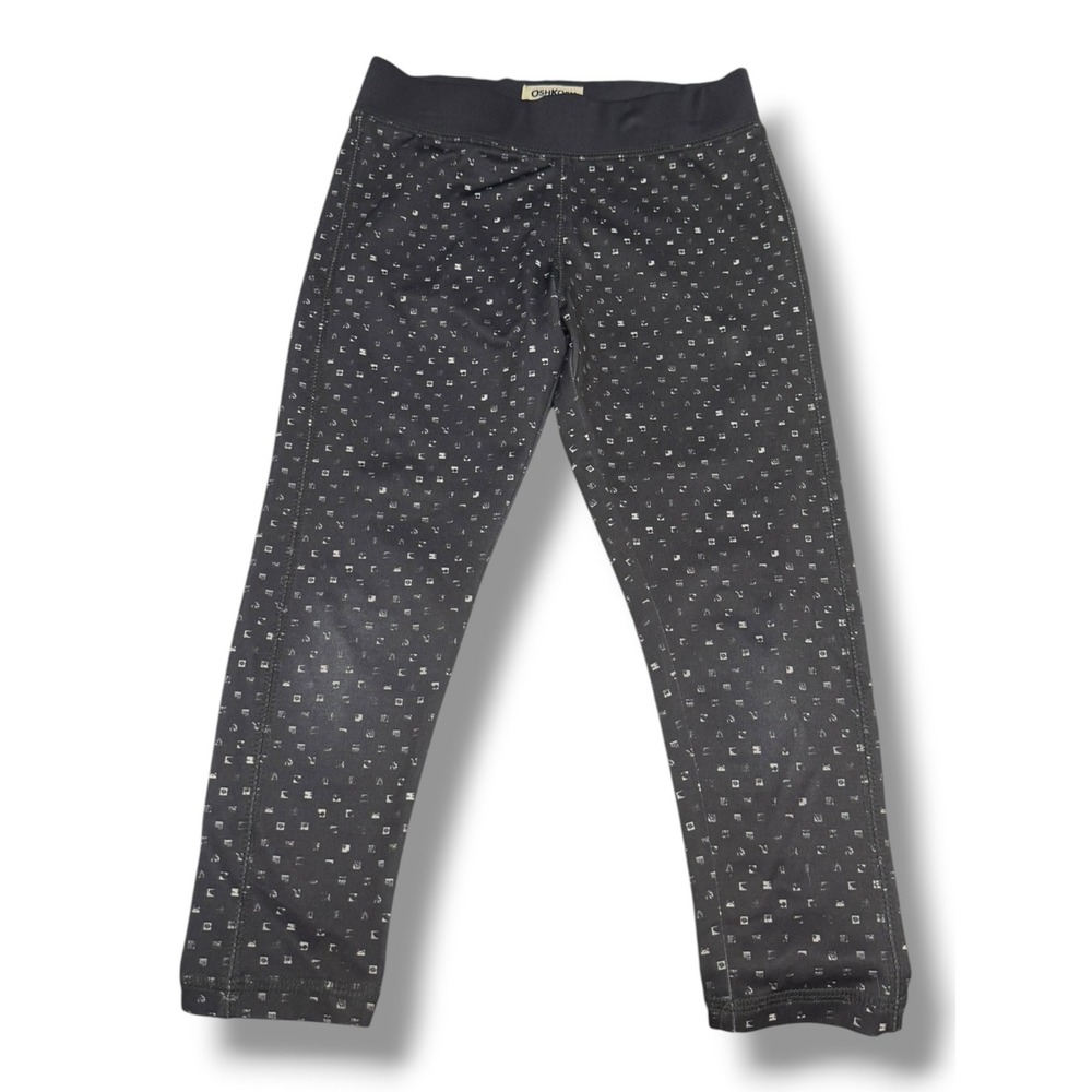 OshKosh B'gosh Black White Geometric Print Leggings Girls Size 6 Stretch Pants